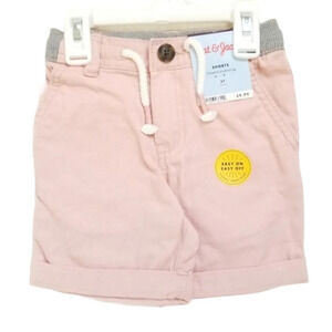 NWT Cat and Jack 2T Pink Shorts Flexible Drawstring Snap and Zipper Closure NEW